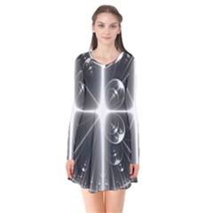 Black And White Bubbles On Black Flare Dress by Simbadda