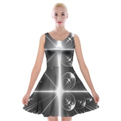 Black And White Bubbles On Black Velvet Skater Dress