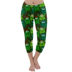 Seamless Little Cartoon Men Tiling Pattern Capri Winter Leggings  by Simbadda