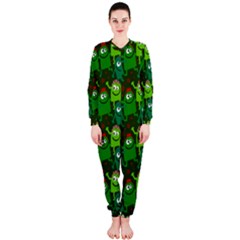 Seamless Little Cartoon Men Tiling Pattern Onepiece Jumpsuit (ladies)  by Simbadda