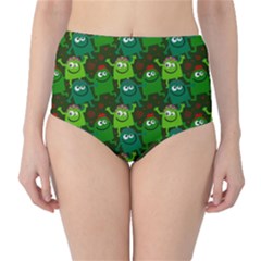 Seamless Little Cartoon Men Tiling Pattern High-waist Bikini Bottoms by Simbadda