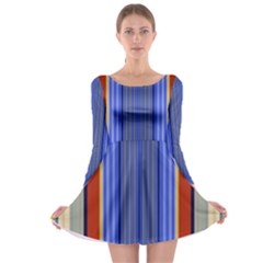 Colorful Stripes Background Long Sleeve Skater Dress by Simbadda