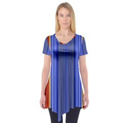 Colorful Stripes Background Short Sleeve Tunic 