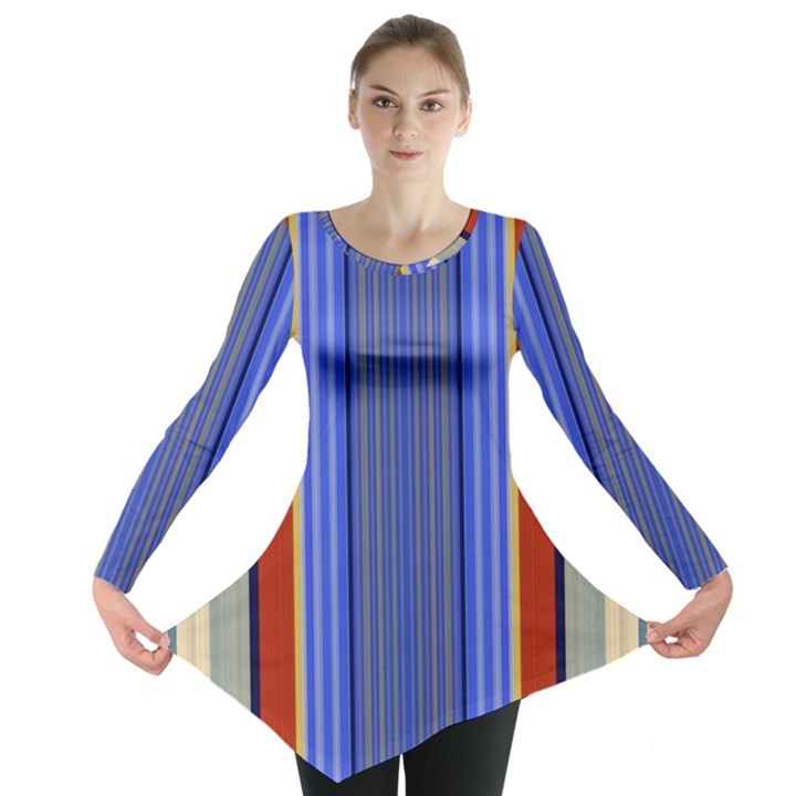 Colorful Stripes Background Long Sleeve Tunic 