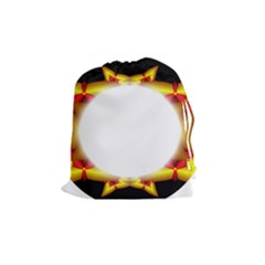 Circle Fractal Frame Drawstring Pouches (medium)  by Simbadda