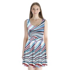 Wavy Stripes Background Split Back Mini Dress  by Simbadda