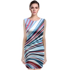 Wavy Stripes Background Sleeveless Velvet Midi Dress