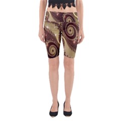 Space Fractal Abstraction Digital Computer Graphic Yoga Cropped Leggings by Simbadda