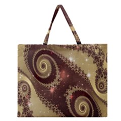 Space Fractal Abstraction Digital Computer Graphic Zipper Large Tote Bag by Simbadda