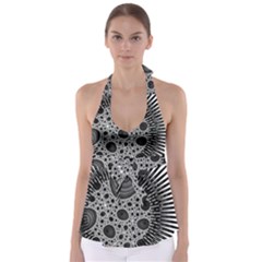 Fractal Background Black Manga Rays Babydoll Tankini Top