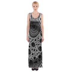 Fractal Background Black Manga Rays Maxi Thigh Split Dress by Simbadda