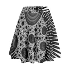 Fractal Background Black Manga Rays High Waist Skirt by Simbadda