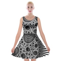 Fractal Background Black Manga Rays Velvet Skater Dress