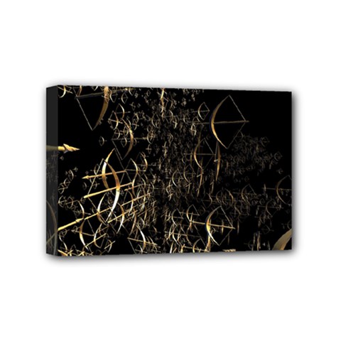 Golden Bows And Arrows On Black Mini Canvas 6  X 4  by Simbadda