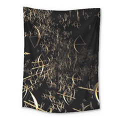 Golden Bows And Arrows On Black Medium Tapestry