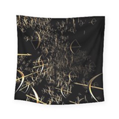 Golden Bows And Arrows On Black Square Tapestry (small)