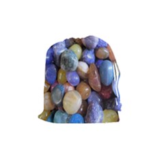 Rock Tumbler Used To Polish A Collection Of Small Colorful Pebbles Drawstring Pouches (medium)  by Simbadda