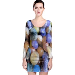 Rock Tumbler Used To Polish A Collection Of Small Colorful Pebbles Long Sleeve Bodycon Dress by Simbadda