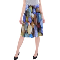 Rock Tumbler Used To Polish A Collection Of Small Colorful Pebbles Midi Beach Skirt by Simbadda