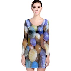 Rock Tumbler Used To Polish A Collection Of Small Colorful Pebbles Long Sleeve Velvet Bodycon Dress by Simbadda