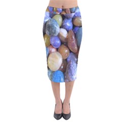 Rock Tumbler Used To Polish A Collection Of Small Colorful Pebbles Velvet Midi Pencil Skirt by Simbadda