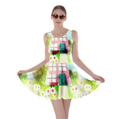 Summer House And Garden A Completely Seamless Tile Able Background Skater Dress by Simbadda