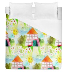 Summer House And Garden A Completely Seamless Tile Able Background Duvet Cover (queen Size)