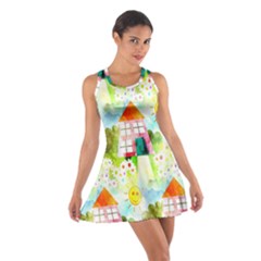 Summer House And Garden A Completely Seamless Tile Able Background Cotton Racerback Dress by Simbadda