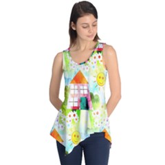 Summer House And Garden A Completely Seamless Tile Able Background Sleeveless Tunic by Simbadda