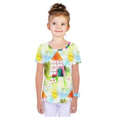 Summer House And Garden A Completely Seamless Tile Able Background Kids  One Piece Tee