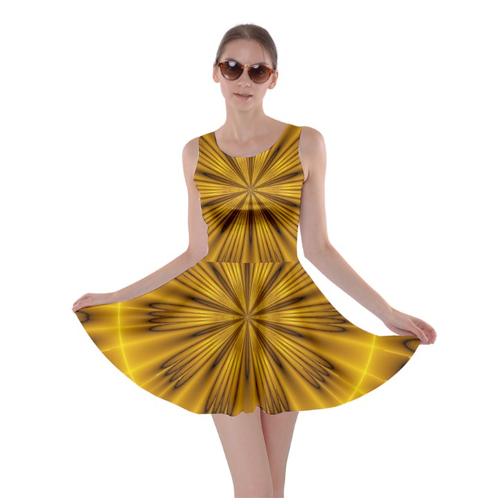 Fractal Yellow Kaleidoscope Lyapunov Skater Dress