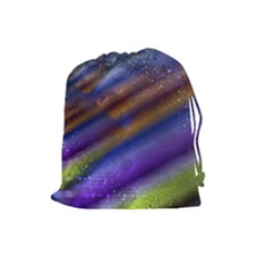 Fractal Color Stripes Drawstring Pouches (Large) 