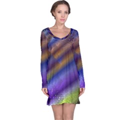 Fractal Color Stripes Long Sleeve Nightdress