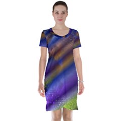 Fractal Color Stripes Short Sleeve Nightdress