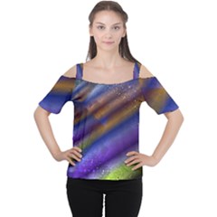 Fractal Color Stripes Women s Cutout Shoulder Tee