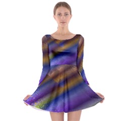 Fractal Color Stripes Long Sleeve Skater Dress