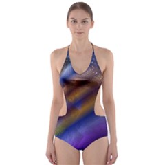 Fractal Color Stripes Cut-out One Piece Swimsuit by Simbadda