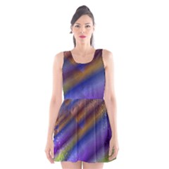 Fractal Color Stripes Scoop Neck Skater Dress