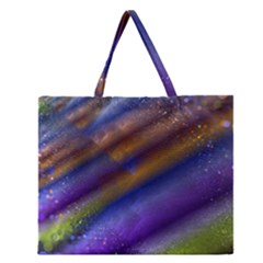 Fractal Color Stripes Zipper Large Tote Bag