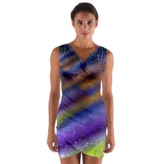 Fractal Color Stripes Wrap Front Bodycon Dress