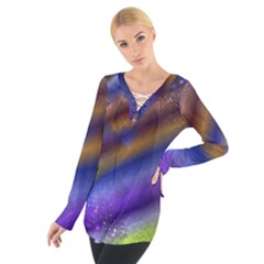 Fractal Color Stripes Women s Tie Up Tee