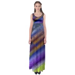 Fractal Color Stripes Empire Waist Maxi Dress