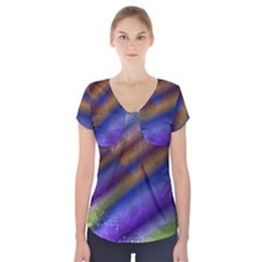 Fractal Color Stripes Short Sleeve Front Detail Top