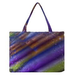 Fractal Color Stripes Medium Zipper Tote Bag by Simbadda