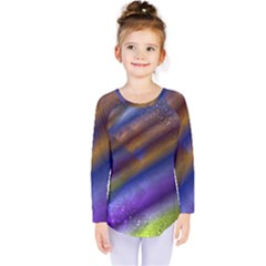 Fractal Color Stripes Kids  Long Sleeve Tee