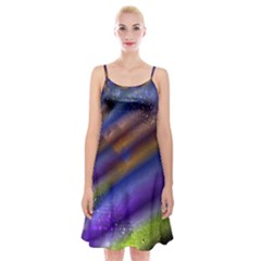 Fractal Color Stripes Spaghetti Strap Velvet Dress