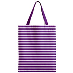 Horizontal Stripes Purple Zipper Classic Tote Bag