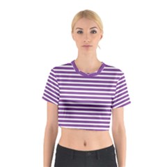 Horizontal Stripes Purple Cotton Crop Top