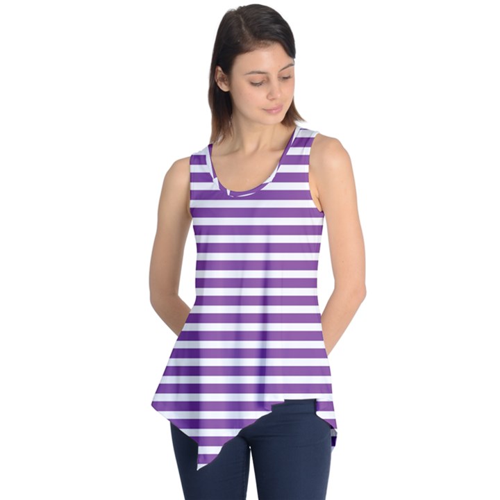 Horizontal Stripes Purple Sleeveless Tunic