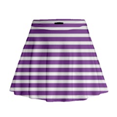 Horizontal Stripes Purple Mini Flare Skirt